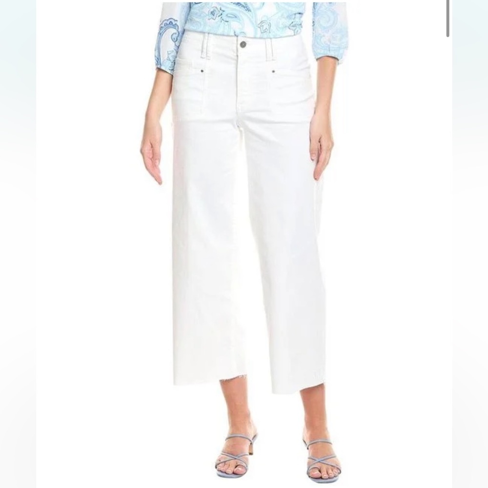 Jones New York Women's Lexington High Rise Wide Leg Crop Pants white 8